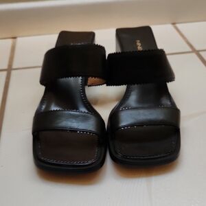 Nine West Black Leather Women's Sandals/Mules